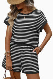 Striped Shirt Shorts Leisure Two-piece Set