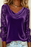 Large Size Sequin Long Sleeved T-shirt