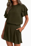 Round Neck Short Sleeved Shorts Two-piece Set