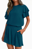 Round Neck Short Sleeved Shorts Two-piece Set