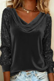 Large Size Sequin Long Sleeved T-shirt