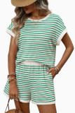 Striped Shirt Shorts Leisure Two-piece Set