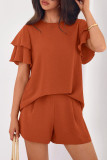 Round Neck Short Sleeved Shorts Two-piece Set