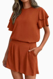 Round Neck Short Sleeved Shorts Two-piece Set