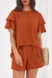 Round Neck Short Sleeved Shorts Two-piece Set