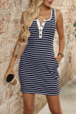 Striped Printed Sleeveless Vest Dress