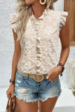 Ruffled Jacquard Short Sleeved Shirt
