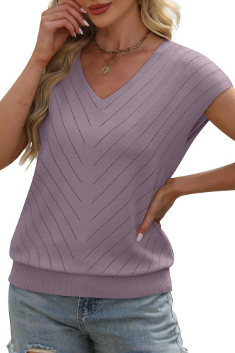 V-neck Solid Color Short Sleeved Shirt