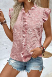 Ruffled Jacquard Short Sleeved Shirt
