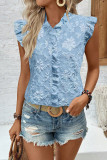 Ruffled Jacquard Short Sleeved Shirt