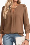 Lace Pleated Seven Quarter Sleeved Shirt