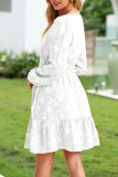 V-neck Jacquard Elastic Waisted Dress