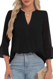 Swiss Dot Long Sleeved V-neck T-shirt