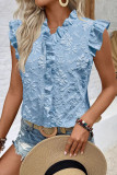 Ruffled Jacquard Short Sleeved Shirt