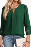 Lace Pleated Seven Quarter Sleeved Shirt