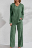 V-neck Shirt Long Pants Home Two-piece Set