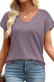 V-neck Solid Color Short Sleeved Shirt