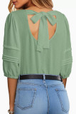 Round Neck Butterfly Backless Shirt