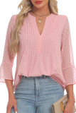Swiss Dot Long Sleeved V-neck T-shirt