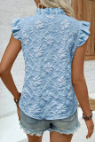 Ruffled Jacquard Short Sleeved Shirt