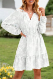 V-neck Jacquard Elastic Waisted Dress
