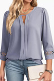 Lace Pleated Seven Quarter Sleeved Shirt