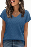 V-neck Solid Color Short Sleeved Shirt