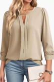 Lace Pleated Seven Quarter Sleeved Shirt