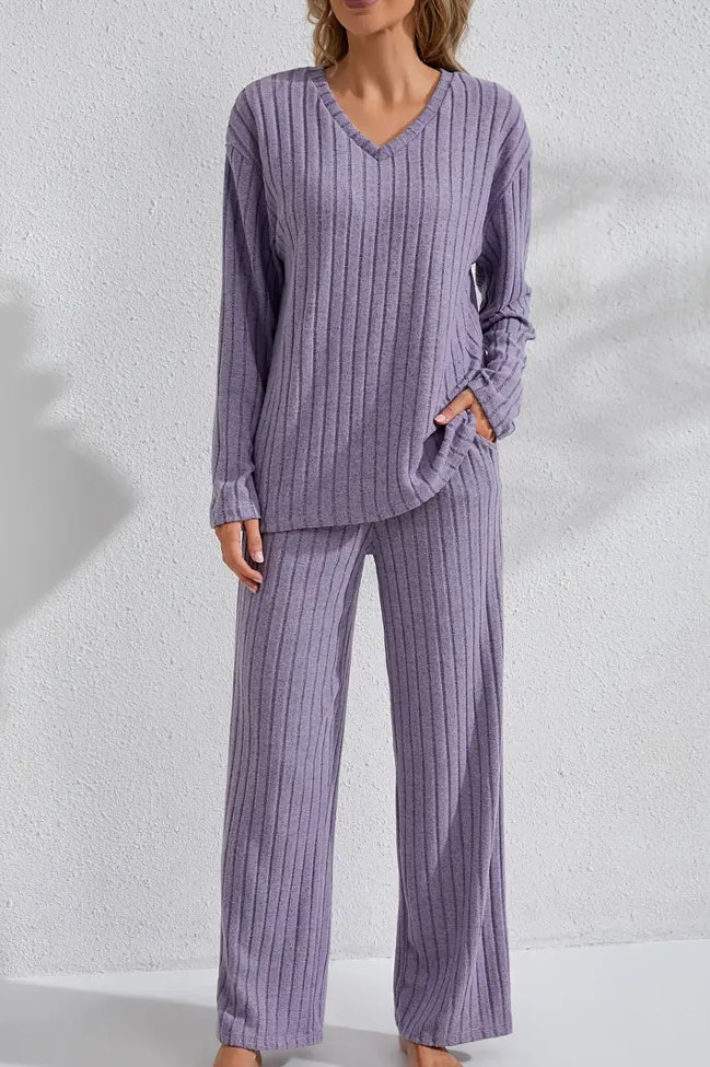 V-neck Shirt Long Pants Home Two-piece Set