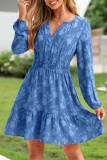 V-neck Jacquard Elastic Waisted Dress