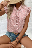 Ruffled Jacquard Short Sleeved Shirt