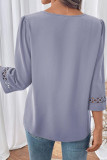 Lace Pleated Seven Quarter Sleeved Shirt