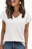 V-neck Solid Color Short Sleeved Shirt