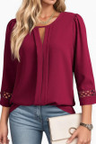 Lace Pleated Seven Quarter Sleeved Shirt