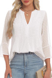 Swiss Dot Long Sleeved V-neck T-shirt