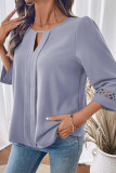 Lace Pleated Seven Quarter Sleeved Shirt