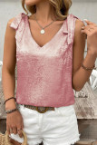 Hot Stamping V-neck Bow Sleeveless Vest