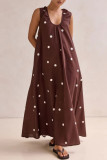 Polka Dot Printed U-neck Sleeveless Dress