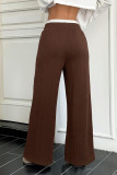 Elastic Waist Fake Two Straight Leg Pants