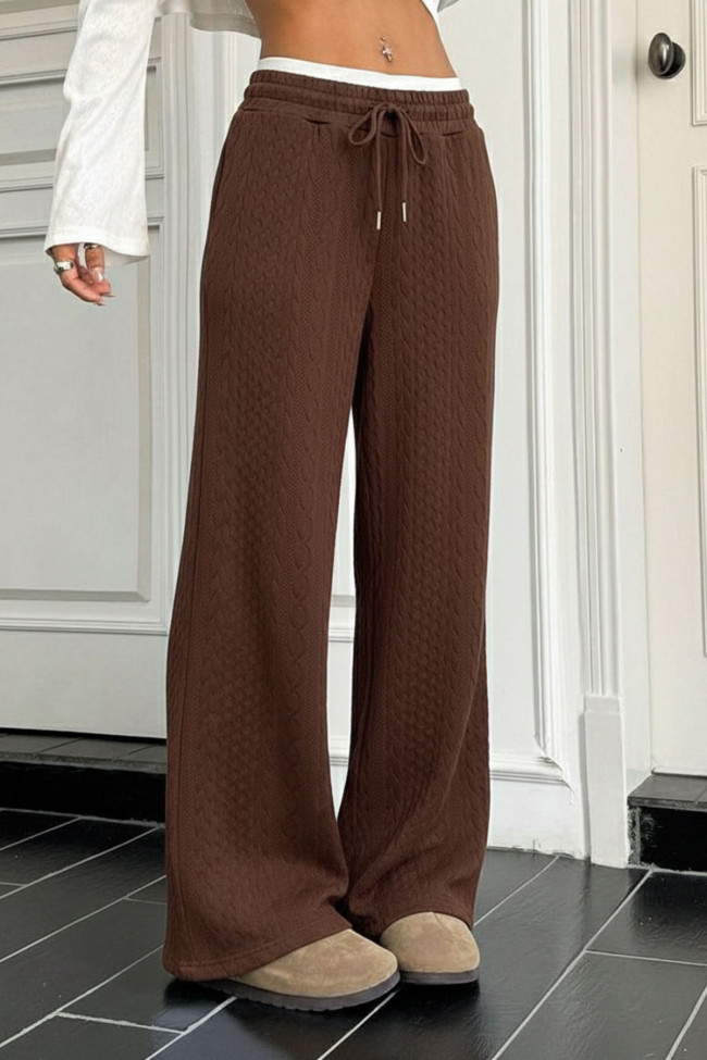 Elastic Waist Fake Two Straight Leg Pants