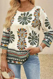 Round Neck Printed Long Sleeved T-shirt