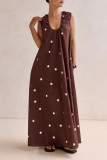 Polka Dot Printed U-neck Sleeveless Dress