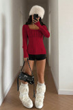 Square Neck Long Sleeved Knitted Sweater