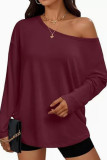 Large Size Solid Color Long Sleeved T-shirt