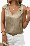 Hot Stamping V-neck Bow Sleeveless Vest