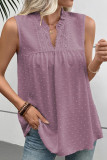Lace Sleeveless Solid Color V-Neck Vest