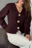 Slim Fit Metal Button Cardigan Sweater