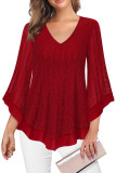 Lace V-neck Long Sleeved T-shirt