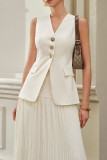 Solid Color Casual Pleated High Waisted Skirt
