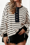 V-neck Striped Loose Long Sleeved T-shirt